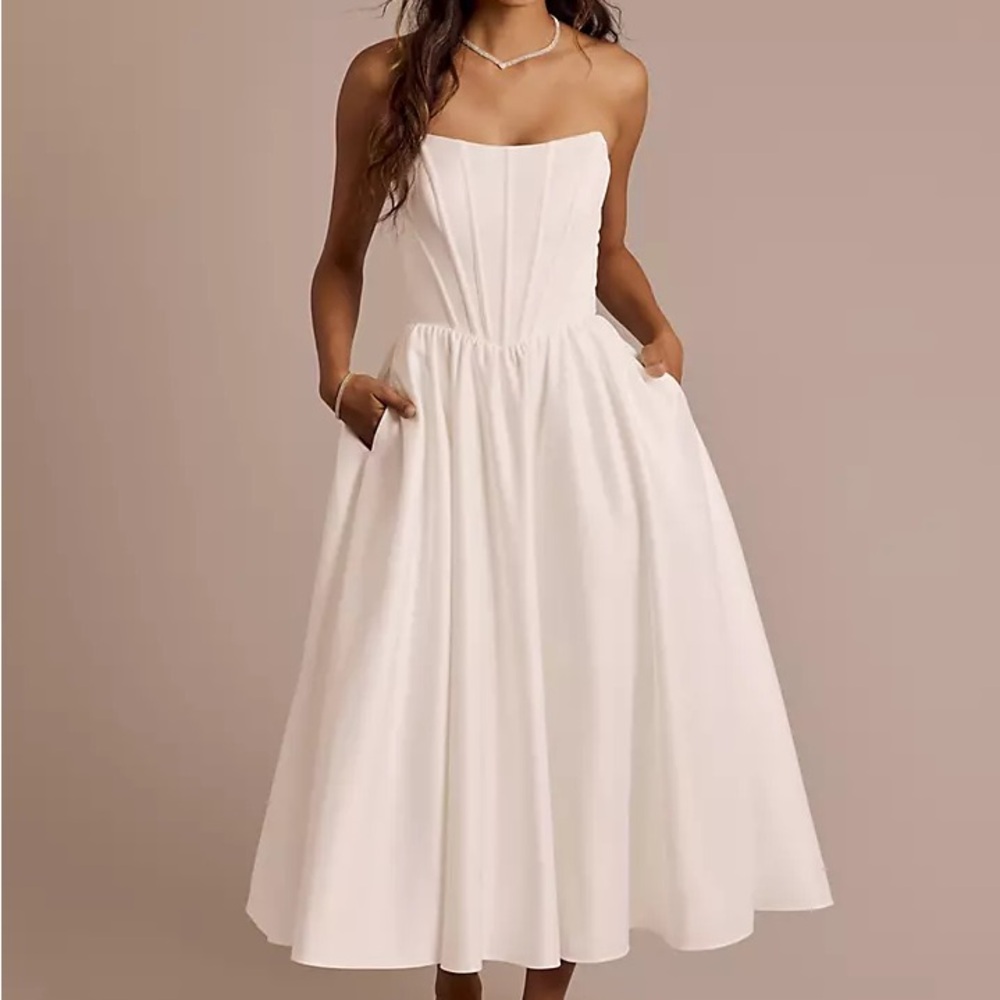 DB Studio Satin Corset Bodice Tea-Length Dress NWT Size 6